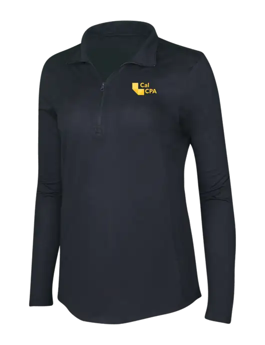 Black Triad Solid Womens Posicharge Tri-Blend Wicking 1/4 Zip Pullover w/CalCPA Logo