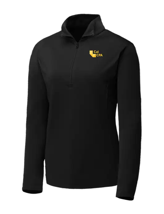 Black Womens Posicharge Competitor ¼ Zip Pullover w/CalCPA Logo
