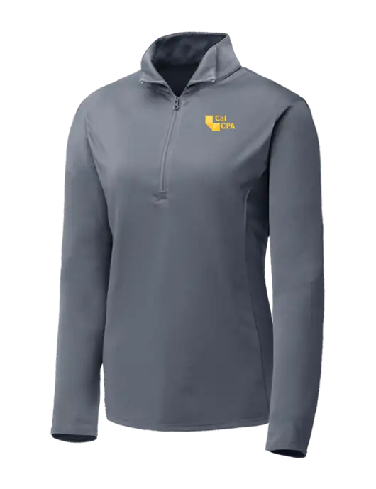 Medium Grey Womens Posicharge Competitor ¼ Zip Pullover w/CalCPA Logo