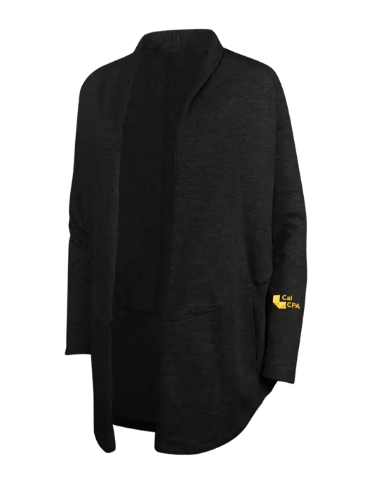 Deep Black/Charcoal Heather Womens Interlock Cardigan w/CalCPA Logo