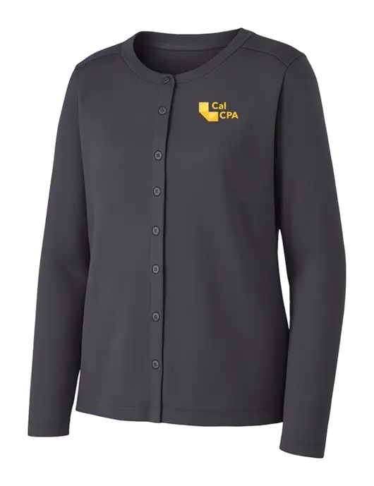 Grey Smoke Womens Concept Stretch Button-Front Cardigan Sweater w/CalCPA Logo