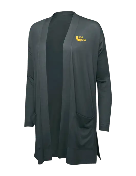 Smoke Grey Womens Concept Long Pocket Cardigan w/CalCPA Logo
