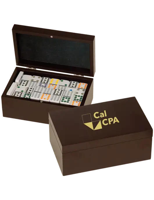 Rosewood Double Twelves 91 Piece Dominos Set w/CalCPA Logo