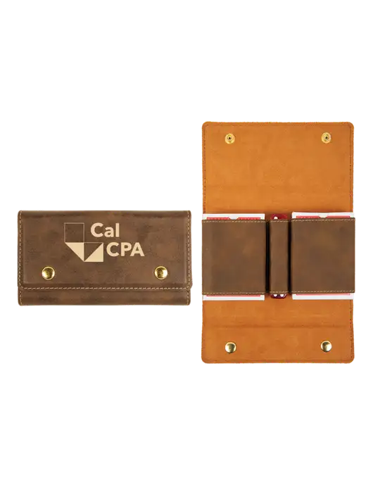 Rustic Leatherette Card & Dice Set w/CalCPA Logo
