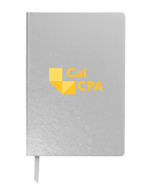 Achieve Silver Hardcover Journal, 5.5 x 8.37 w/CalCPA Logo