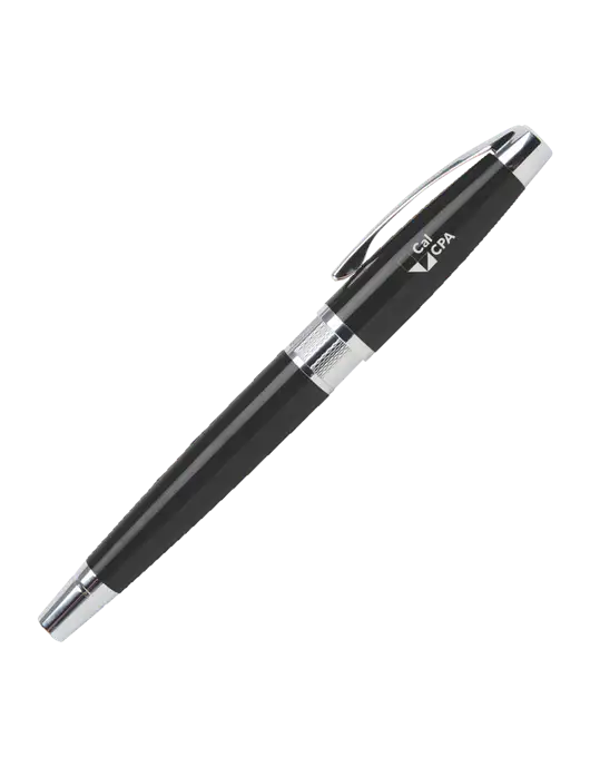 Masscotti Black Rollerball Pen - Black Ink w/CalCPA Logo