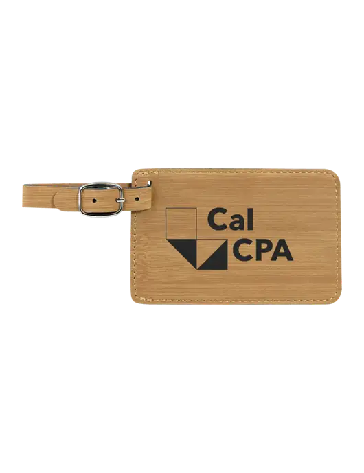 Bamboo Leatherette Luggage Tag w/CalCPA Logo