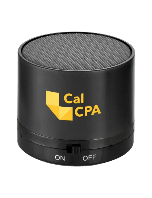 Black Cylinder Bluetooth Speaker w/CalCPA Logo