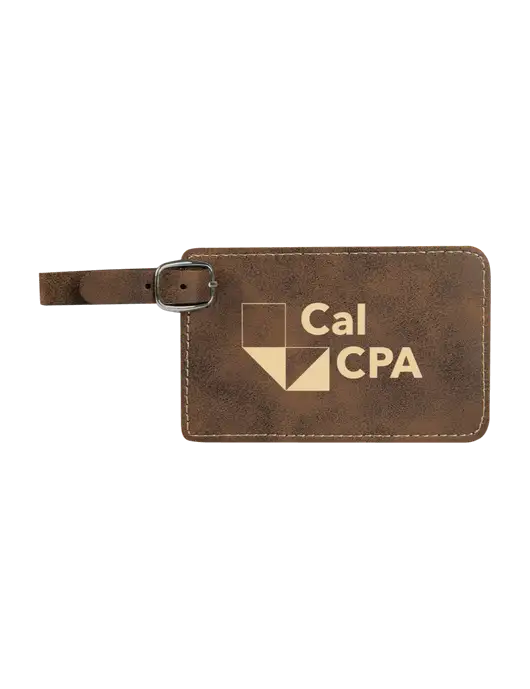 Rustic Leatherette Luggage Tag w/CalCPA Logo