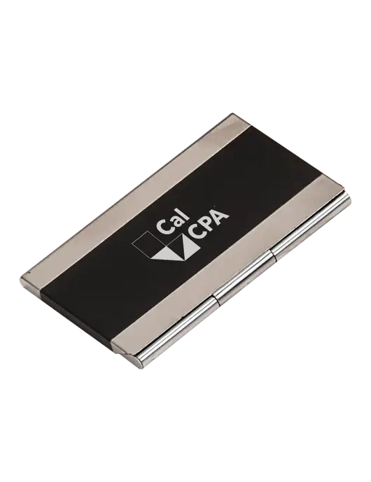 Black 3.75 x 2.5 Business Card Holder w/CalCPA Logo