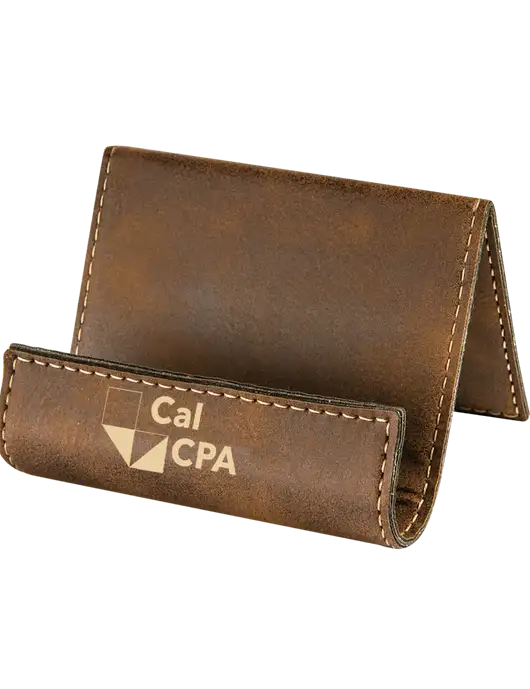 Rustic Leatherette Card & Phone Holder w/CalCPA Logo