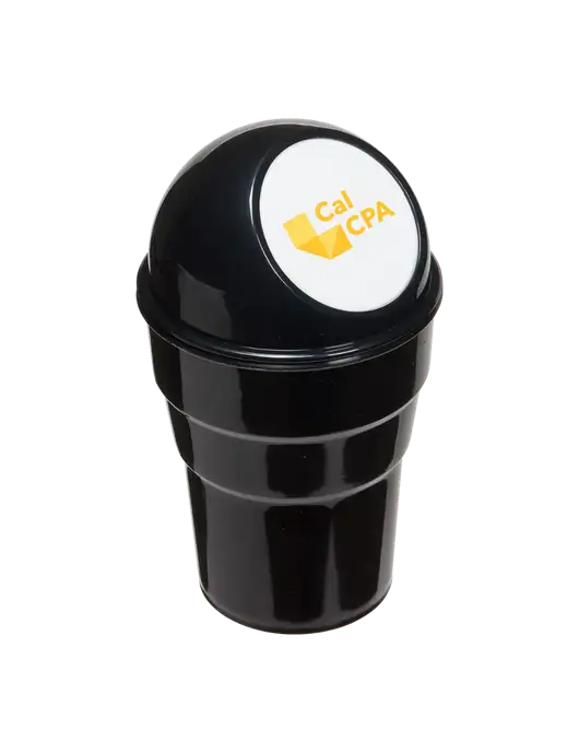 Black Car Cup Holder Trash Can w/CalCPA Logo