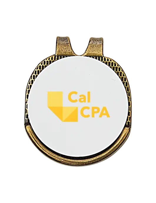 Antique Gold Hat Clip w/Golf Ball Marker w/CalCPA Logo