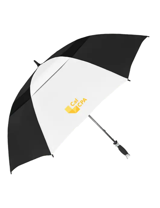 Black/White Vented Typhoon Tamer Golf Umbrella w/CalCPA Logo