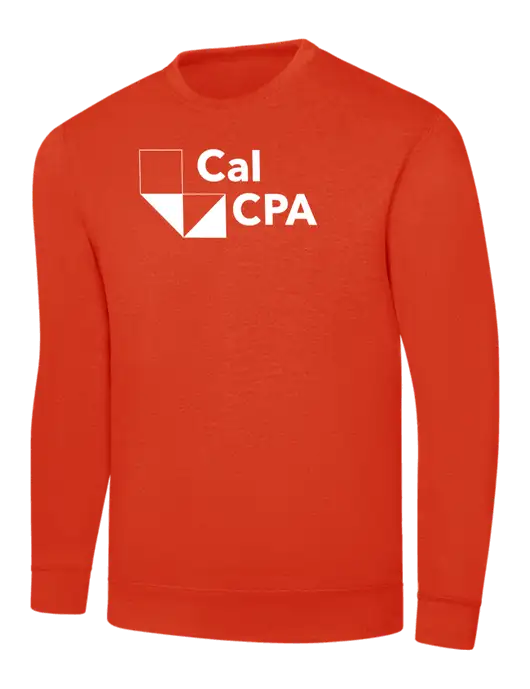 Orange 7.8 oz Ring Spun Crew Sweatshirt w/CalCPA Logo