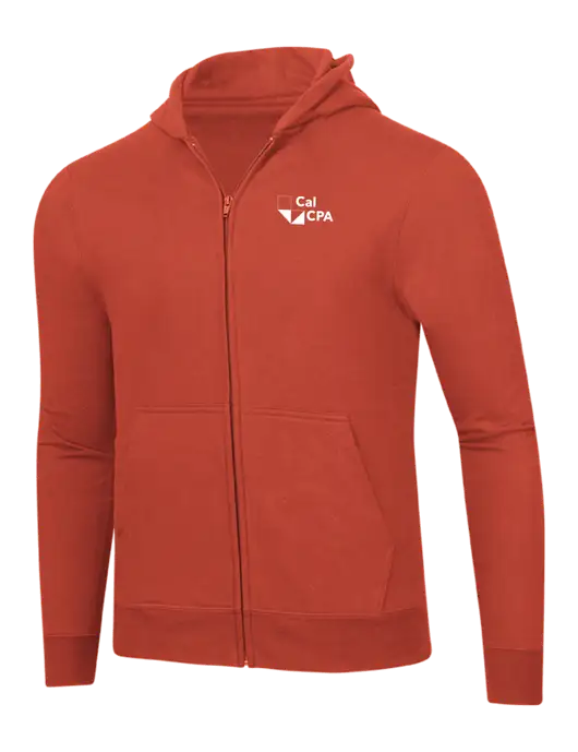 Orange 8.5 oz Ring Spun Zip Hooded Sweatshirt w/CalCPA Logo