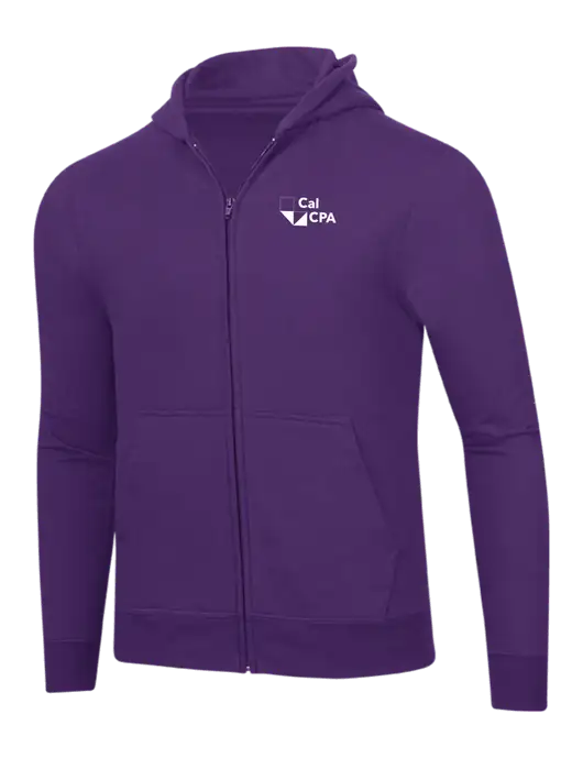 Purple 8.5 oz Ring Spun Zip Hooded Sweatshirt w/CalCPA Logo
