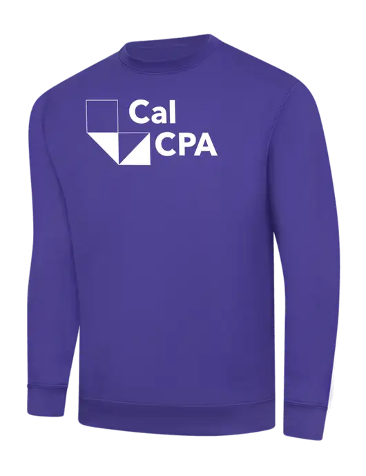 Purple 9 oz 50/50 Cotton/Poly Crew Sweatshirt w/CalCPA Logo