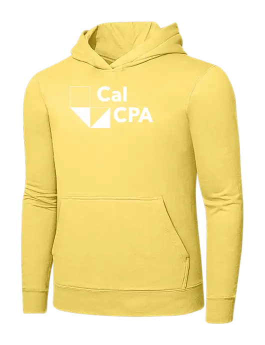 Light Yellow 7.8. oz Ring Spun Hooded Sweatshirt w/CalCPA Logo