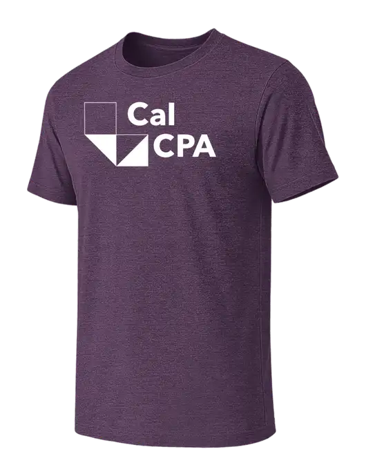 BELLA+CANVAS Heather Purple CVC Short Sleeve Tee w/CalCPA Logo
