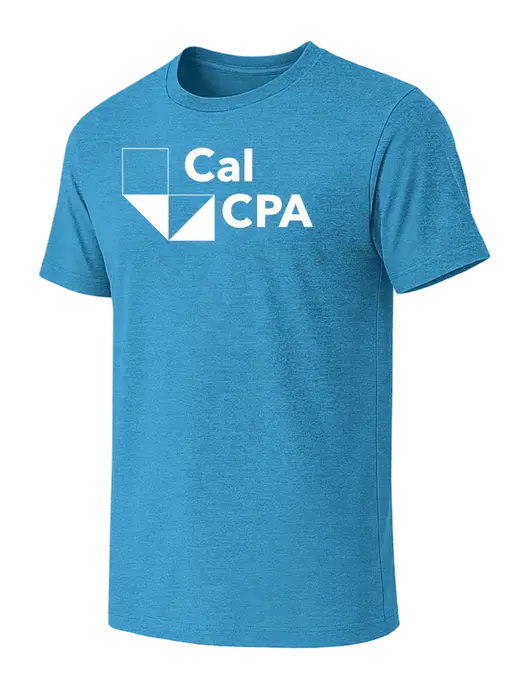 BELLA+CANVAS Heather Sapphire CVC Short Sleeve Tee w/CalCPA Logo