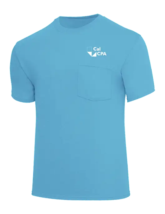Core Blend Light Sapphire Blue Pocket T-Shirt w/CalCPA Logo