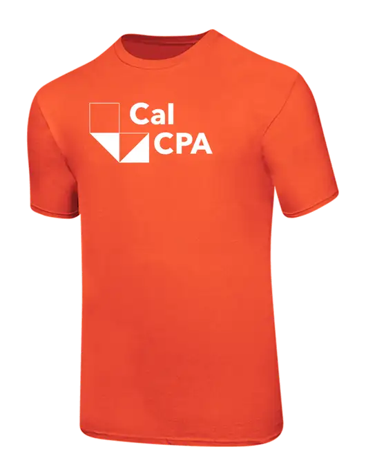 Ring Spun Orange 4.5 oz T-Shirt w/CalCPA Logo