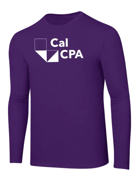 Ring Spun Purple 4.5 oz Long Sleeve T-Shirt w/CalCPA Logo