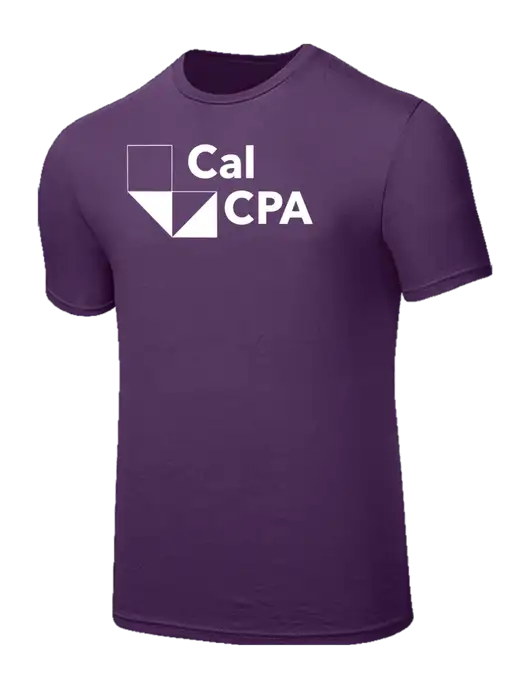 Seriously Soft Eggplant Purple T-Shirt w/CalCPA Logo