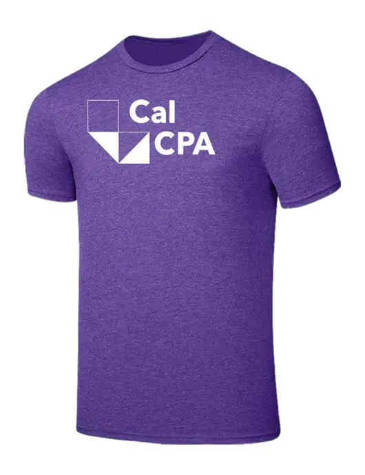 Seriously Soft Heathered Purple T-Shirt w/CalCPA Logo
