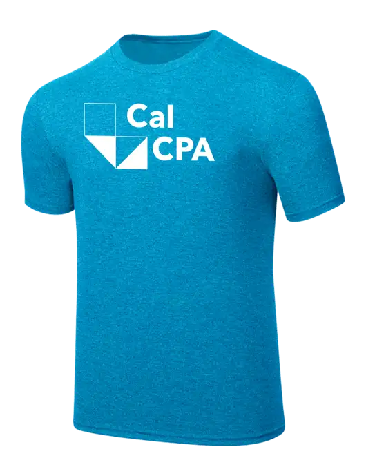Simply Soft Sapphire Blue Frost 4.5oz  Poly/Combed Ring Spun Cotton T-Shirt w/CalCPA Logo