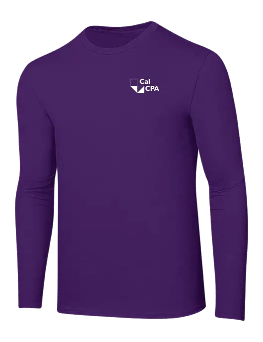 Ring Spun Purple 4.5 oz Long Sleeve T-Shirt w/CalCPA Logo