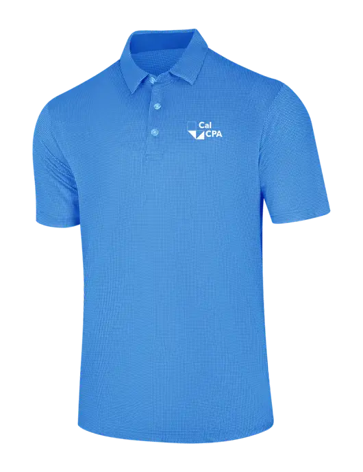 Callaway Carolina Blue Fashion Gingham Polo w/CalCPA Logo
