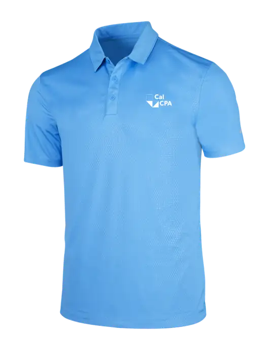 NIKE Light Royal Blue Dri-Fit Embossed Tri-Blade Polo w/CalCPA Logo