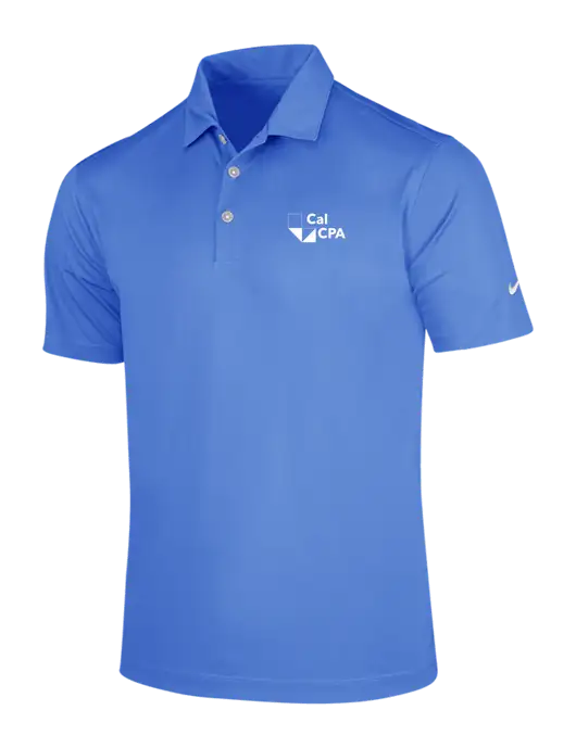 NIKE Light Royal Blue Dri-Fit Vertical Mesh Polo w/CalCPA Logo