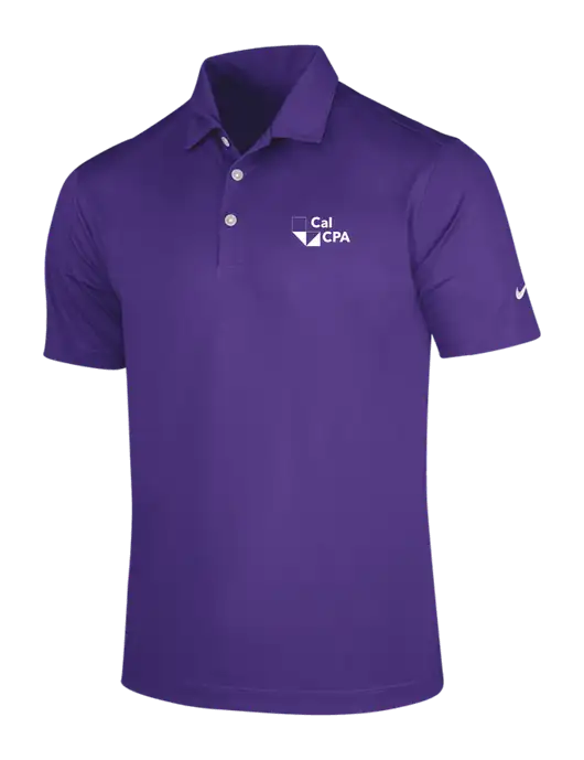 NIKE Purple Dri-Fit Vertical Mesh Polo w/CalCPA Logo