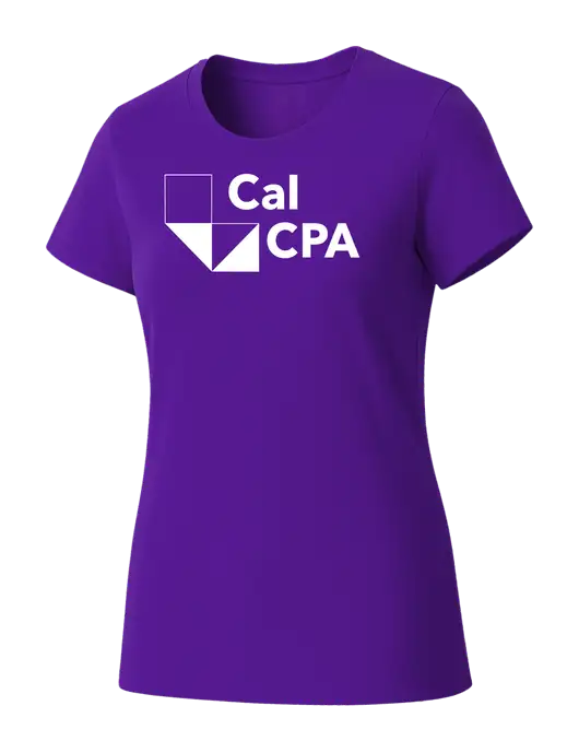 Womens Seriously Soft Purple T-Shirt w/CalCPA Logo