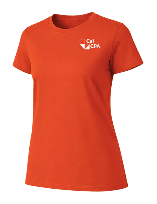 Womens Ring Spun Orange 4.5 oz T-Shirt w/CalCPA Logo