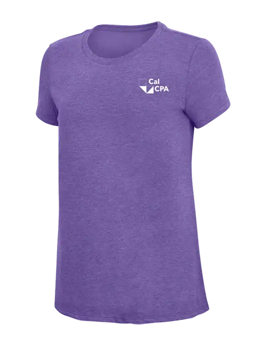 Womens Simply Soft Purple Frost 4.5oz  Poly/Combed Ring Spun Cotton T-Shirt w/CalCPA Logo