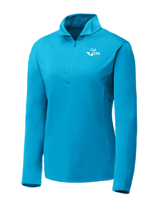 Sapphire Blue Womens Posicharge Competitor ¼ Zip Pullover w/CalCPA Logo