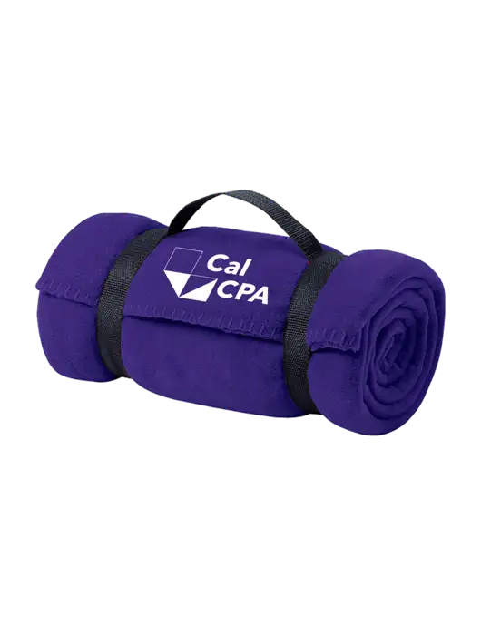 Casual Purple Fleece Blanket With Strap w/CalCPA Logo