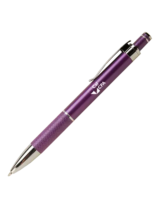 Diamond Etched Purple Pen - Black Ink w/CalCPA Logo