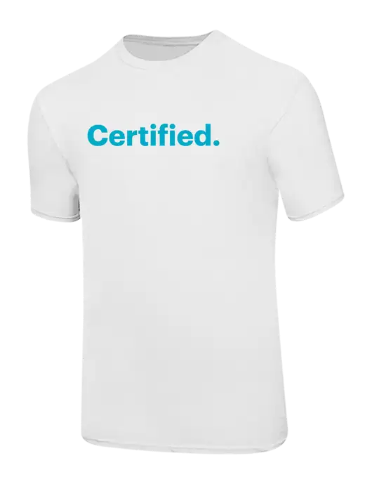 Ring Spun White 4.5 oz T-Shirt w/Certified Logo, CalCPA Logo