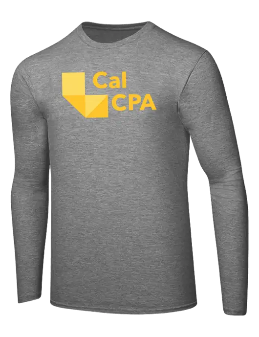 Ring Spun Light Heather Grey 4.5 oz Long Sleeve T-Shirt w/CalCPA Logo