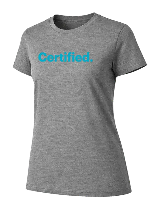 Womens Ring Spun Light Grey Heather 4.5 oz T-Shirt w/Certified Logo, CalCPA Logo