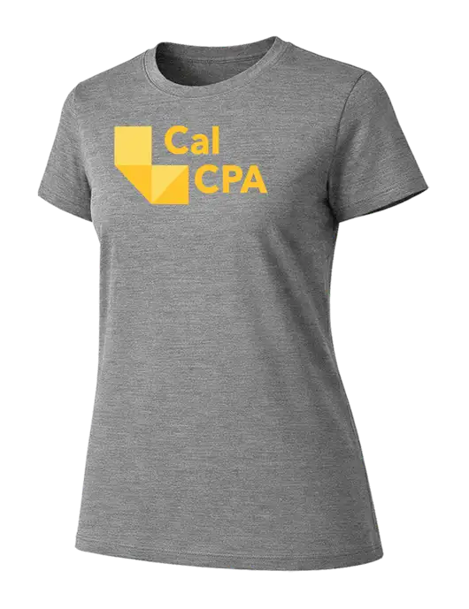 Womens Ring Spun Light Grey Heather 4.5 oz T-Shirt w/CalCPA Logo