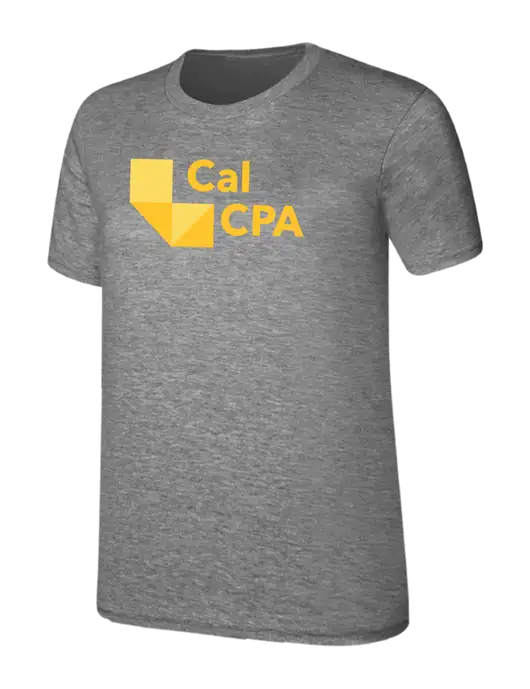 Womens Ring Spun Light Grey Heather 4.5 oz T-Shirt w/CalCPA Logo