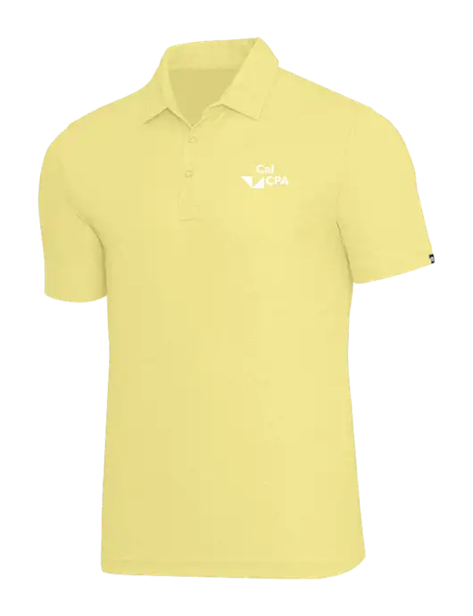 TravisMathew Light Yellow Heather Oceanside Polo w/CalCPA Logo
