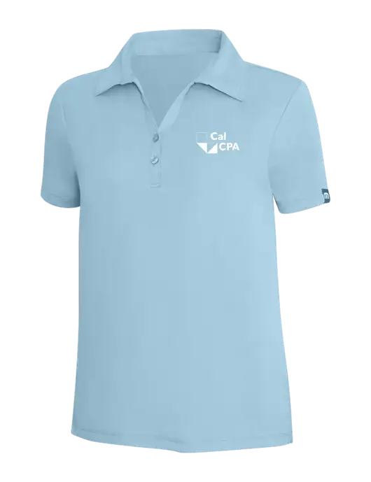 TravisMathew Light Sapphire Heather Womens Coto Performance Polo w/CalCPA Logo