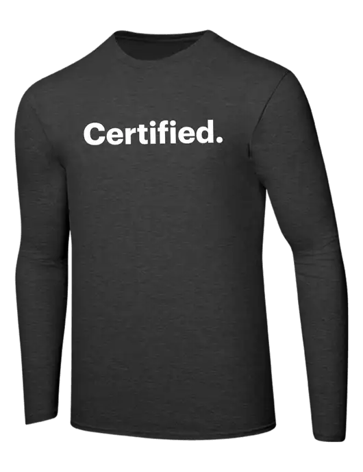 Ring Spun Dark Heather Grey 4.5 oz Long Sleeve T-Shirt w/Certified Logo, CalCPA Logo